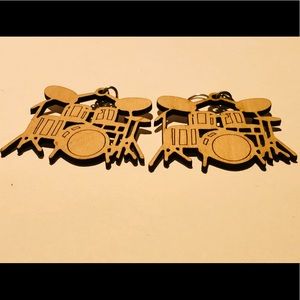 3/$15 Wooden Drum Set Earrings